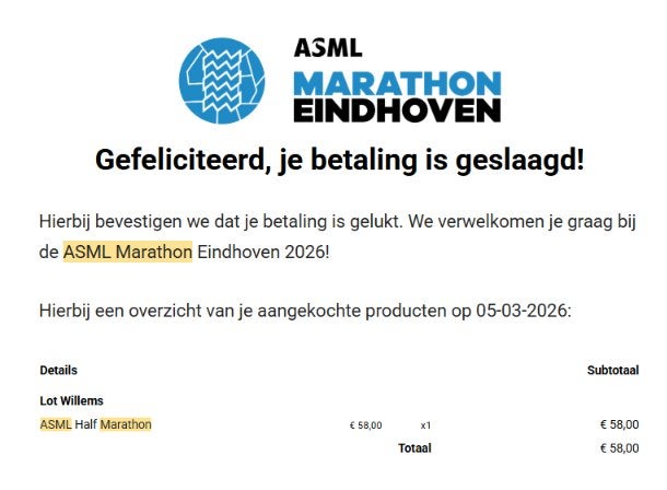 ASML halve marathon, Tickets en Kaartjes, Eén persoon