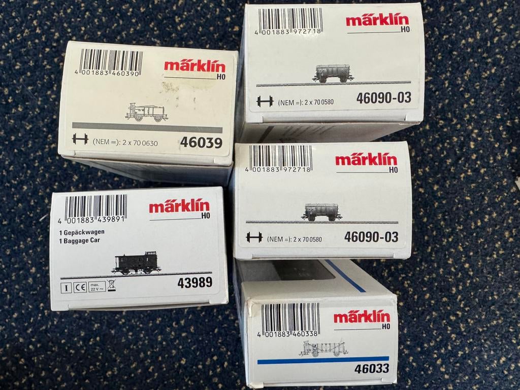 Marklin 46829 45260 46033 46039 43989 46090, Hobby en Vrije tijd, Modeltreinen | H0, Ophalen, Wisselstroom, Märklin, Nieuw