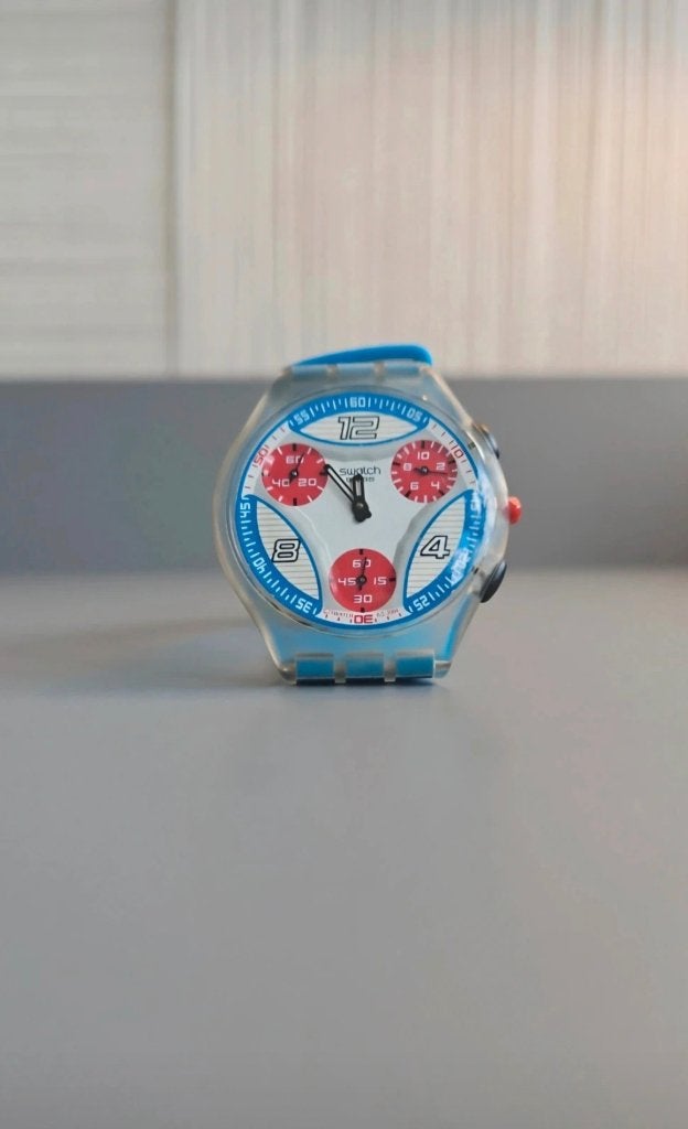 Zeldzame 2005 Swatch Skin Chrono "Perfect Play"(SUYK114), Ophalen, Kunststof, Polshorloge, Swatch