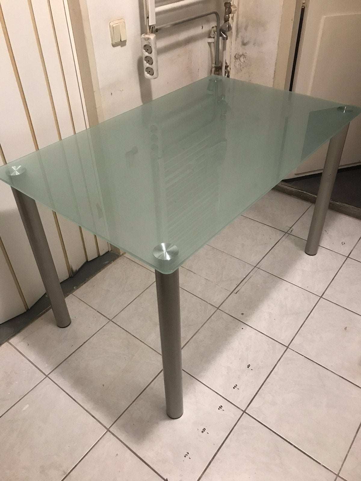Glasen eettafel 75x1,20, Huis en Inrichting, Tafels | Eettafels, Gebruikt, 200 cm of meer, Ophalen of Verzenden, Glas