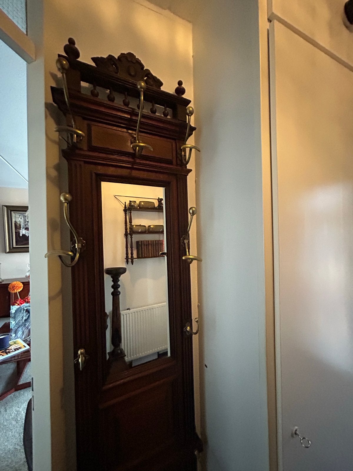 Prachtig uitgewerkte kapstok met spiegel, Huis en Inrichting, Woonaccessoires | Kapstokken, Gebruikt, 150 tot 200 cm, Hout, Ophalen