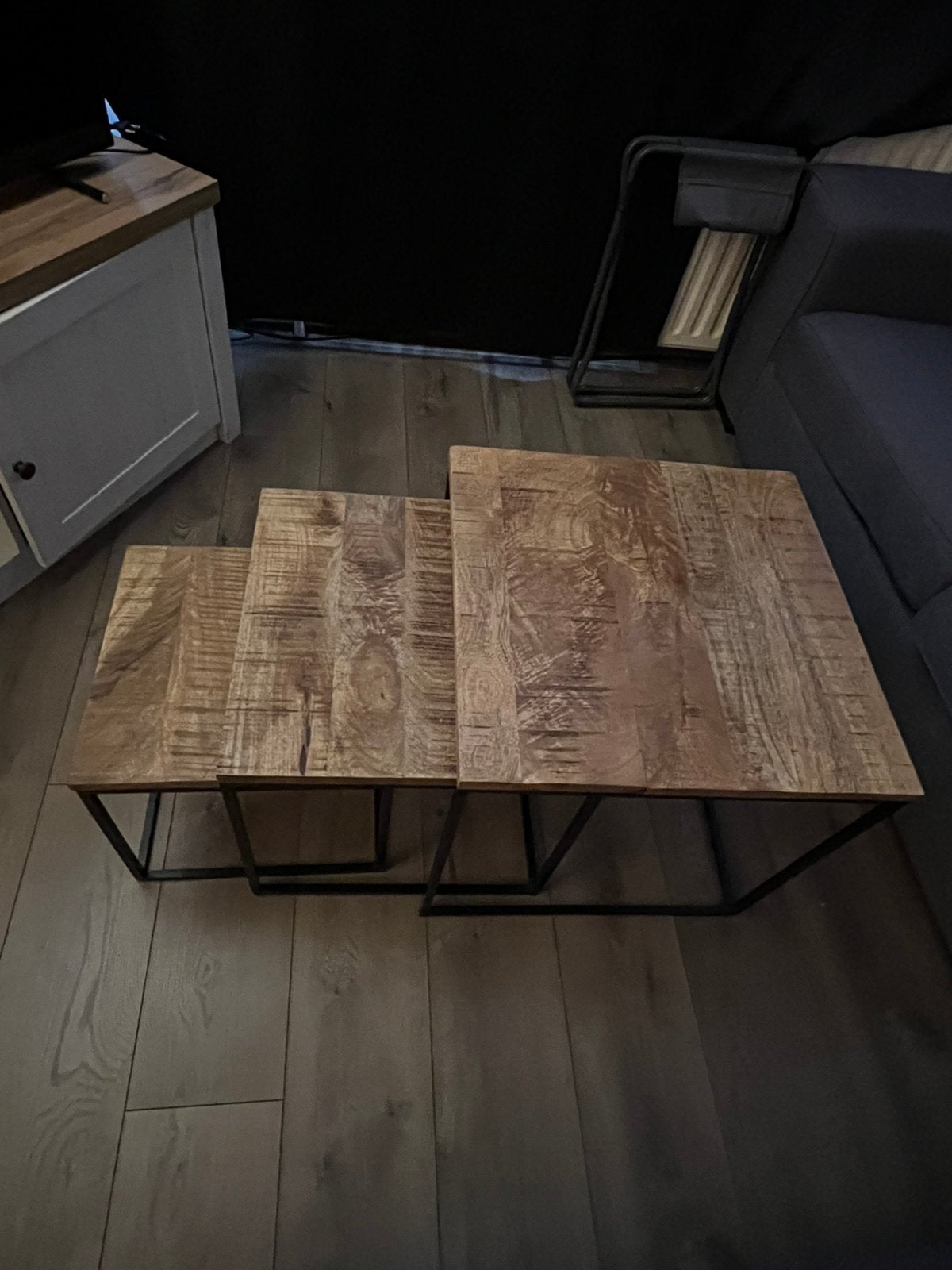 3 uitschuifbare salon tafeltjes, Huis en Inrichting, Ophalen, Gebruikt, 50 tot 100 cm, Vierkant