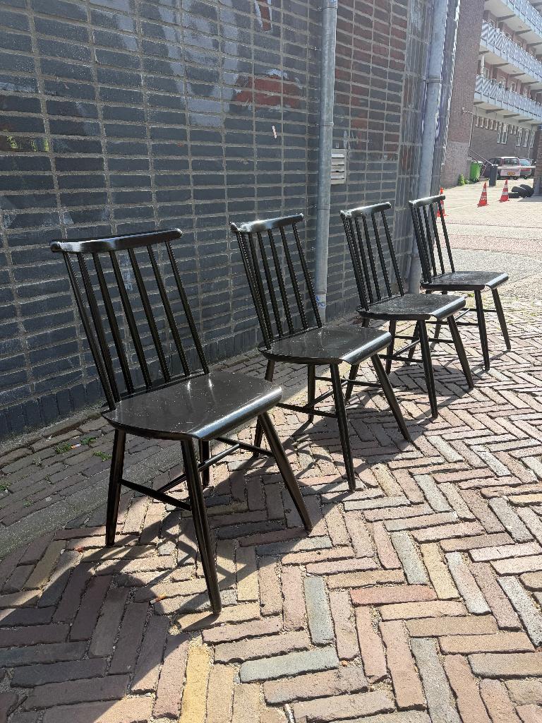Vintage design spijlenstoelen, houten eetkamerstoelen