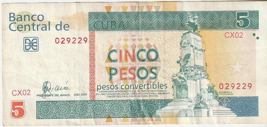5  pesos  2004  Cuba., Ophalen of Verzenden, Noord-Amerika, Losse munt