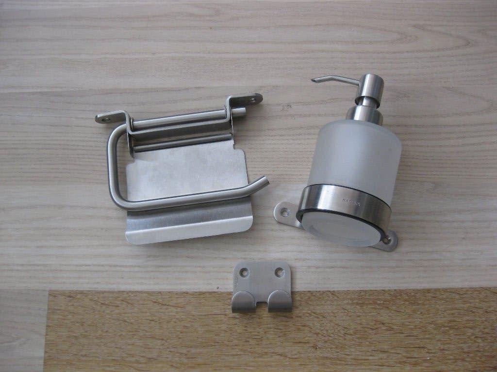 Haceka badkameraccessoires - mat chroom, Verzenden, Overige merken, Zeepdispenser/zeepbakje, Zo goed als nieuw