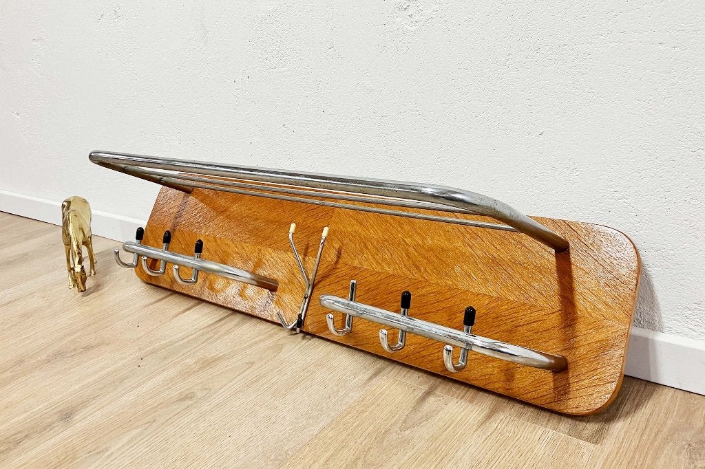 Vintage kapstok, hoedenplank. Retro Mid Century wandkapstok, Huis en Inrichting, Woonaccessoires | Kapstokken, Wandkapstok, O