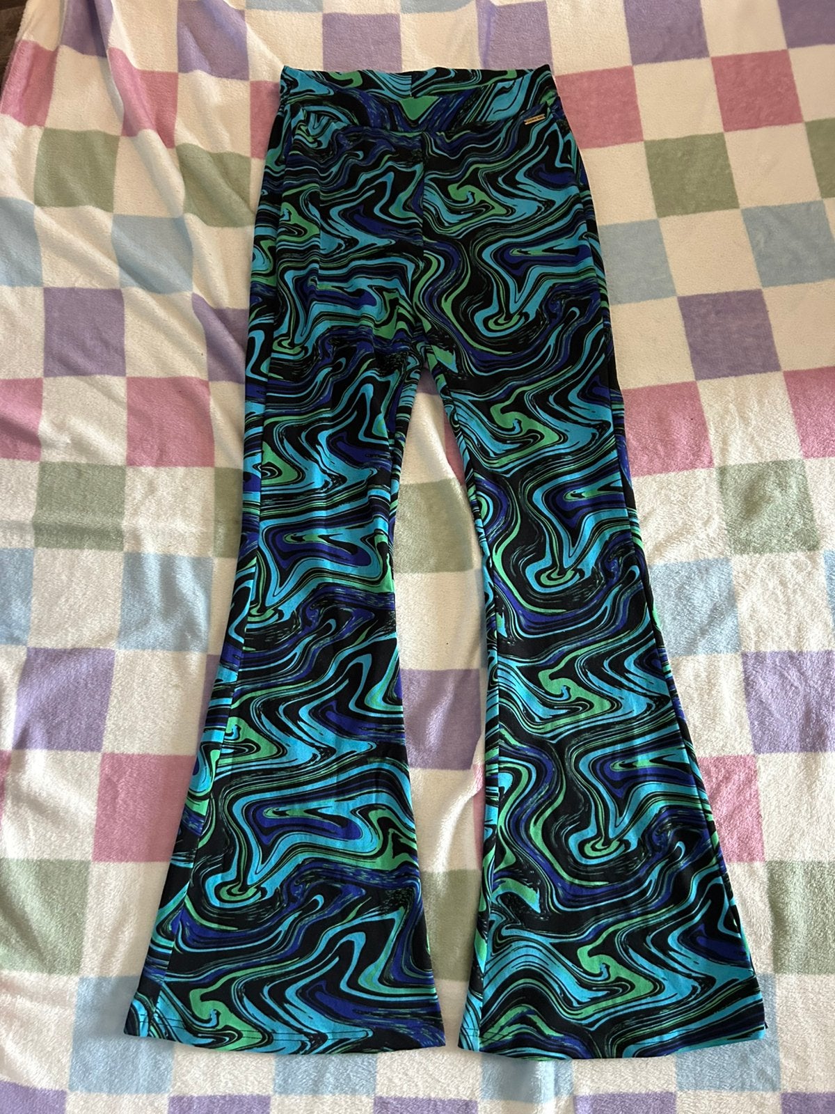 Colourful Rebel flared pants groen/blauw, maat M, Maat 38/40 (M), Meerkleurig, Ophalen of Verzenden, Zo goed als nieuw