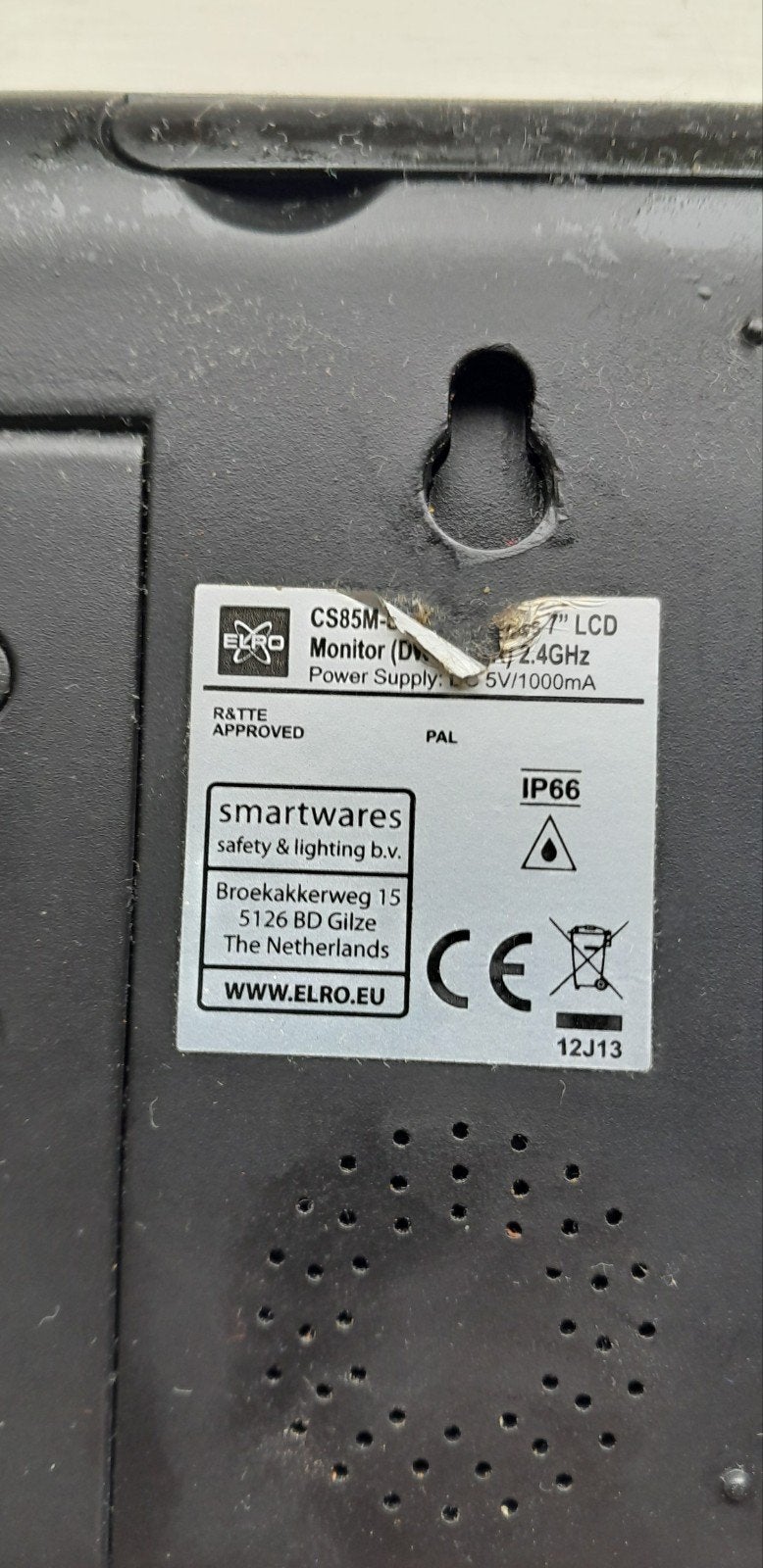 € 25,-ELRO CS85M-monitor 7" LCD 2.4GHz IP66, Ophalen, Gebruikt, Buitencamera