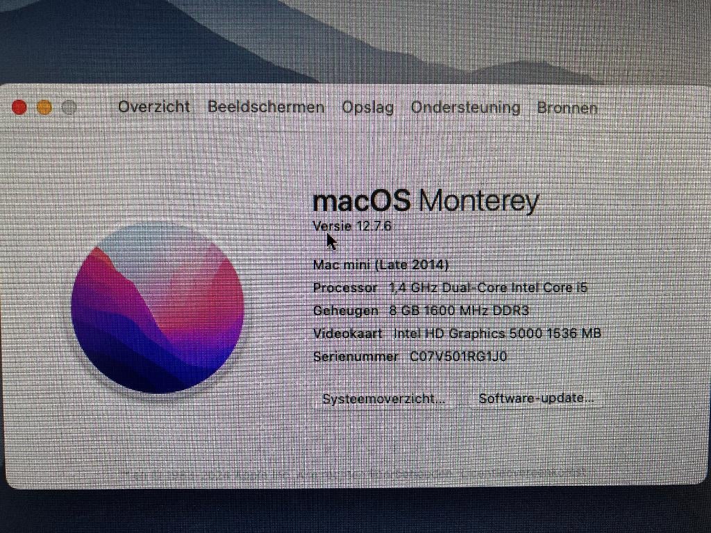Mac Mini late 2014 Intelcore i5 incl Fujitsu 17" scherm, Computers en Software, Apple Desktops, Gebruikt, 2 tot 3 Ghz, Ophalen of Verzenden