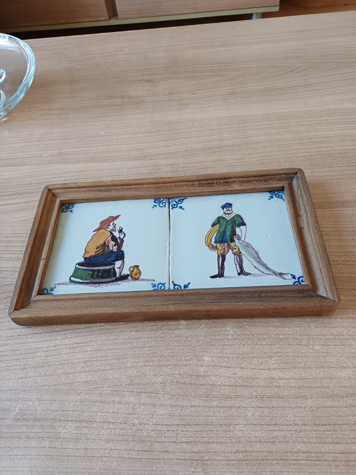 Antieke Makkum Tegeltableau met Vissersmotief, Ophalen of Verzenden