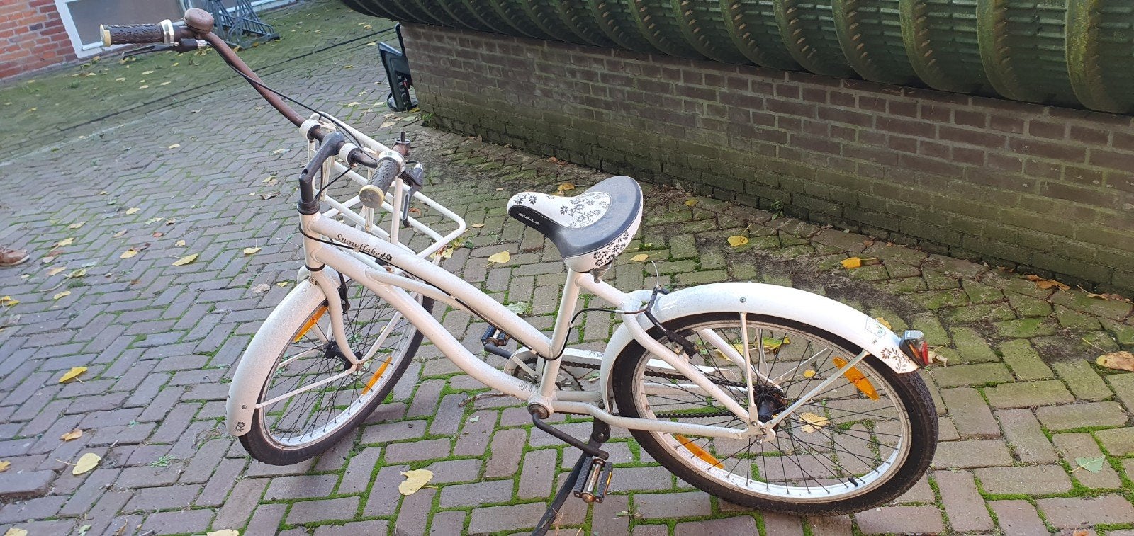 Witte damesfiets met voordrager en terugtraprem, Terugtraprem, Gebruikt, Minder dan 47 cm, Ophalen