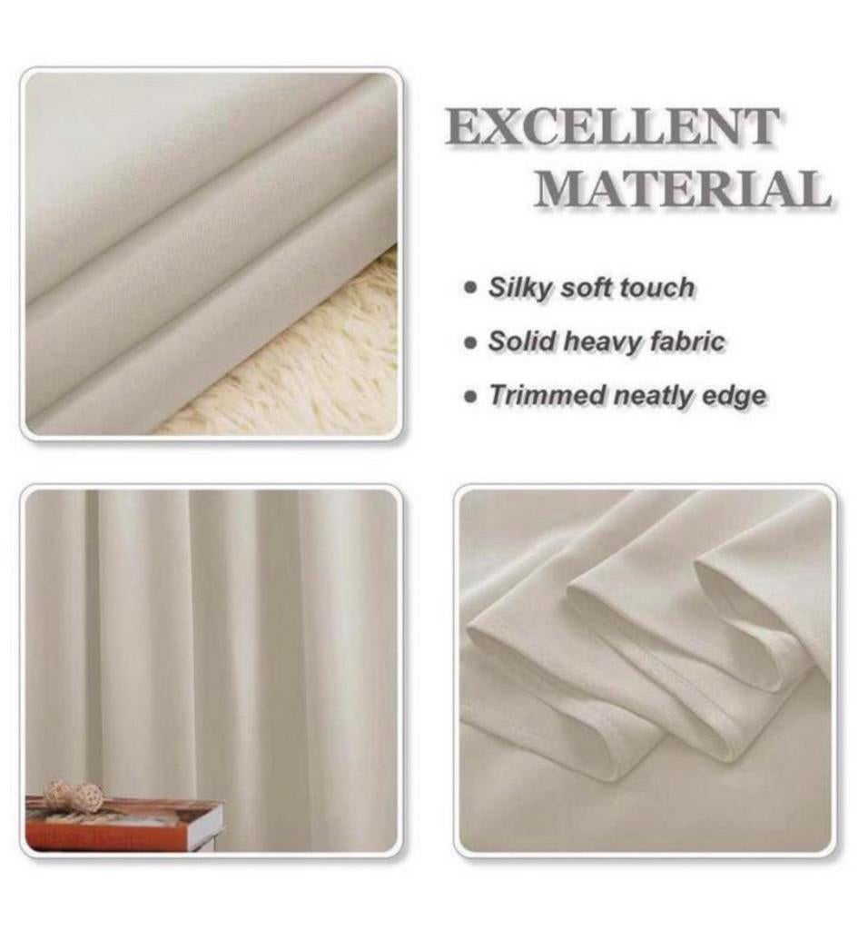 Licht-beige Isolerende thermische gordijnen 140 x 220 set, 100 tot 150 cm, 200 cm of meer, Beige, Nieuw