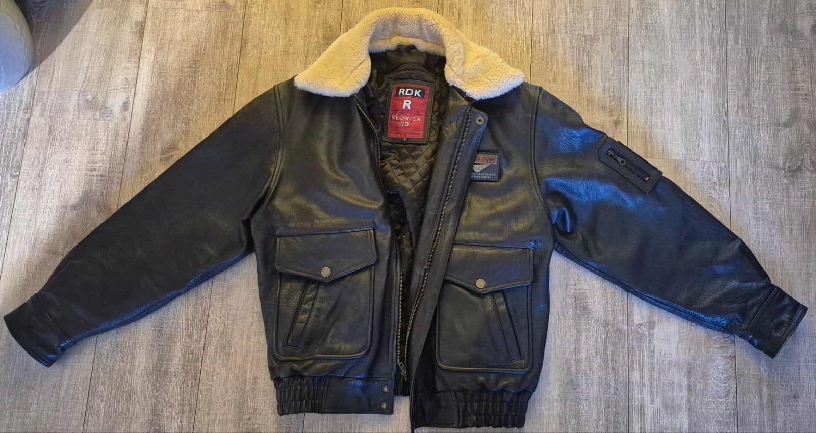 RDK Rednick IND Leren Bomberjack met Bontkraag, Ophalen of Verzenden, Nieuw, Zwart, RDK Rednick IND