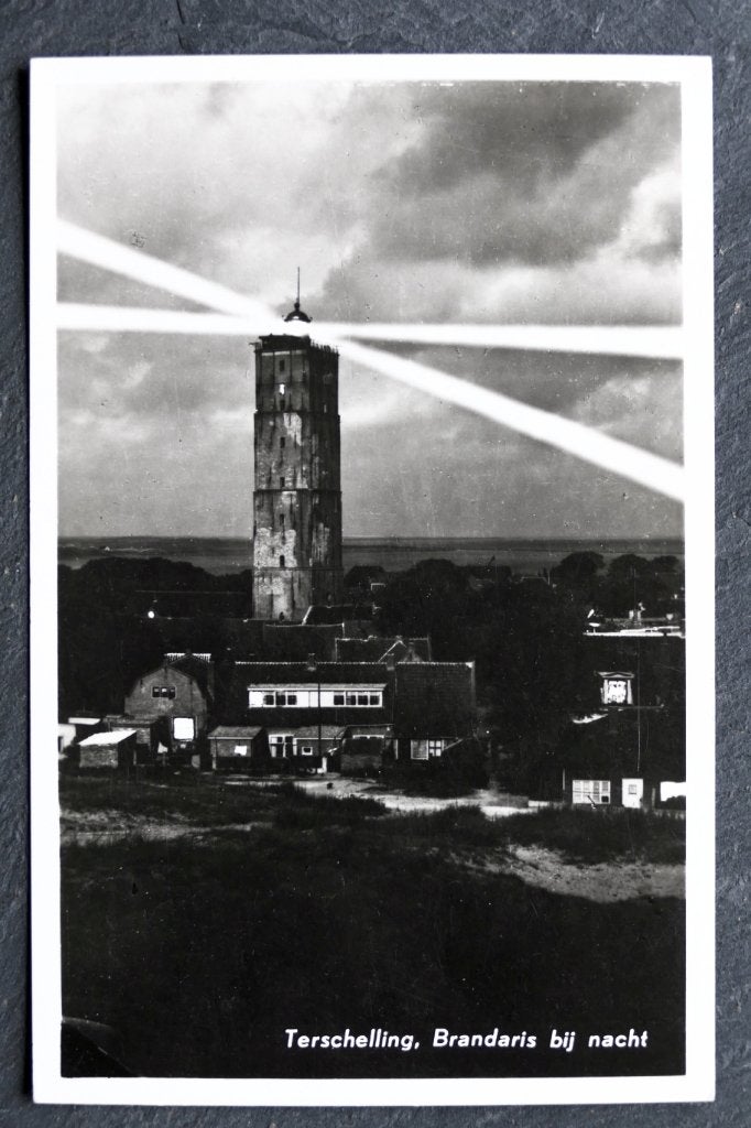Terschelling, Brandaris bij nacht, 1957, Verzenden, 1940 tot 1960, Gelopen, Waddeneilanden