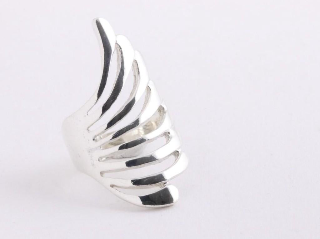 Langwerpige opengewerkte zilveren ring - maat 16, Sieraden, Tassen en Uiterlijk, Ringen, Nieuw, Ophalen of Verzenden, Kleiner dan 17
