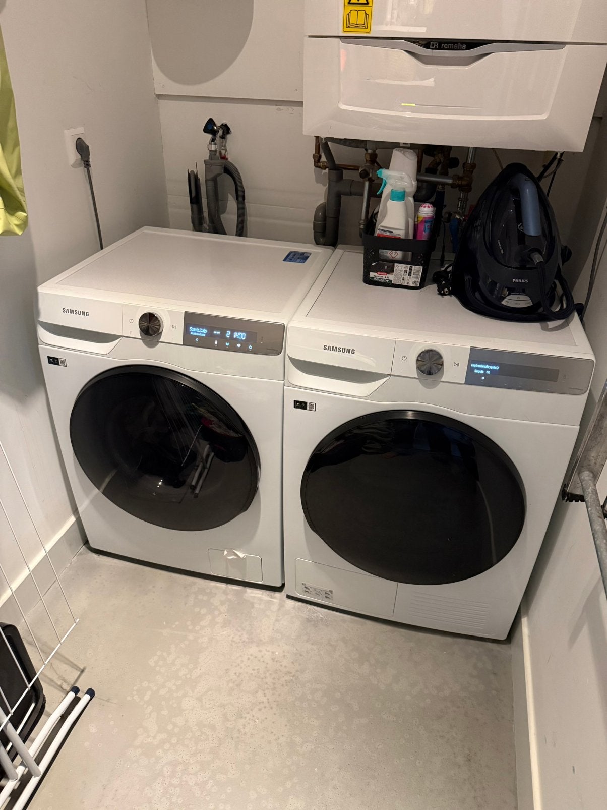 Samsung wasmachine + condensdroger – 8 kg – complete set, Witgoed en Apparatuur, 8 tot 10 kg, Ophalen, Zo goed als nieuw, 85 tot 90 cm