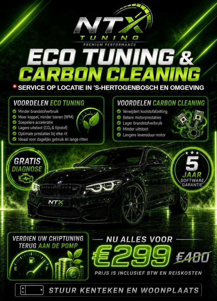 Eco Tuning & Carbon Cleaning - NTX Tuning, Auto diversen, Tuning en Styling, Ophalen