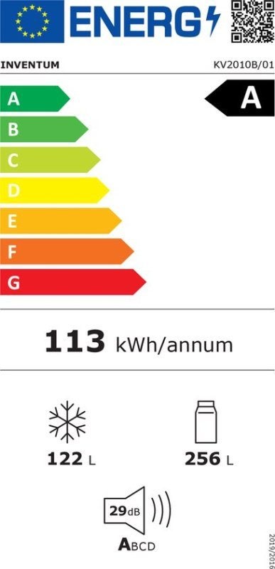 Inventum koelkast KV2010B - 201 cm hoog - Zwart, 200 liter of meer, Inventum Huishoudelijke Apparaten B.V., Met aparte vriezer
