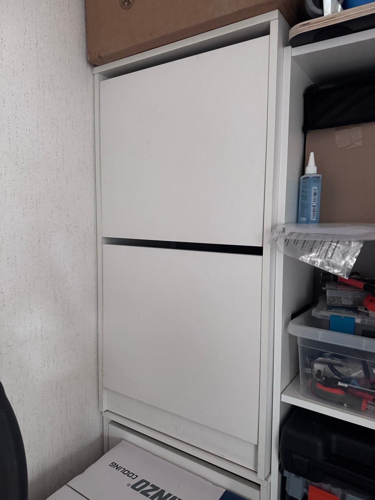 2 Witte schoenenkast met 2 vakken ikea bissa - 93x30x50 cm, Huis en Inrichting, Ophalen, Gebruikt
