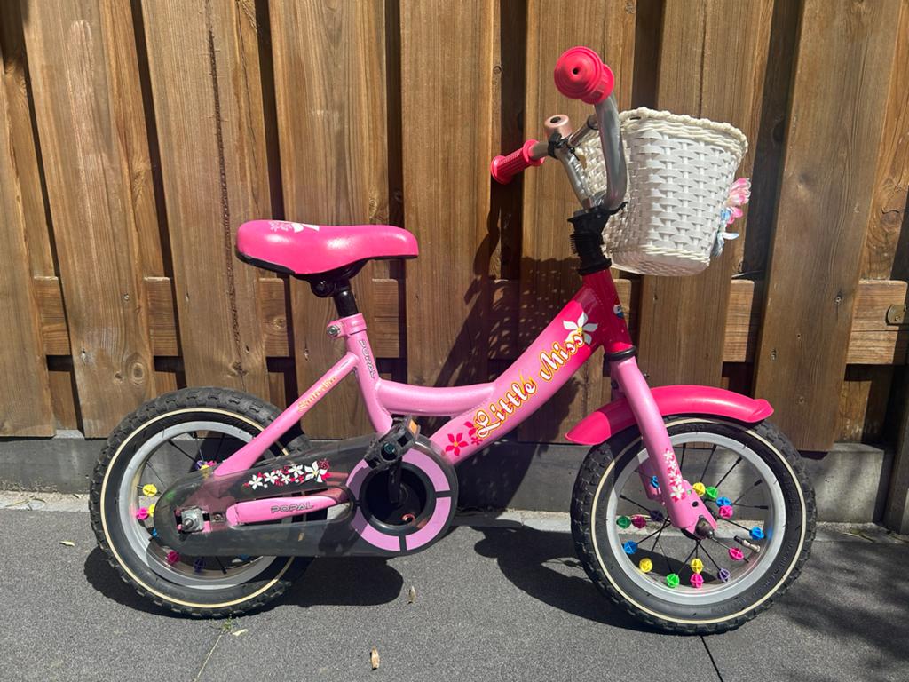 Popal Little Miss kinderfiets 12 1/2 inch - Roze, Ophalen, Gebruikt, Minder dan 16 inch, Zijwieltjes