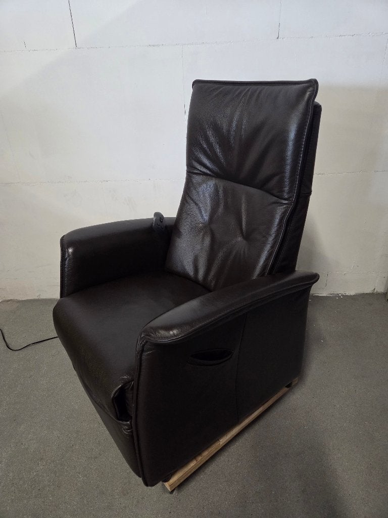 Sta op stoel / opsta stoel donkerbruin leer, Ophalen, Gebruikt, 50 tot 75 cm, Leer