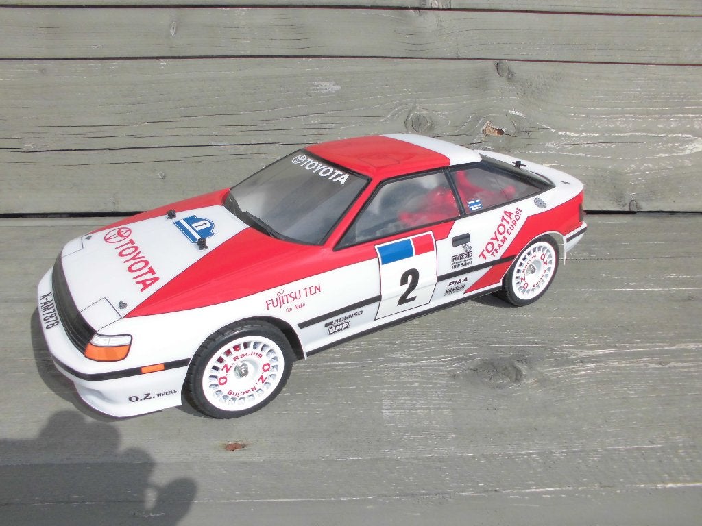 TAMIYA TA01 CHASSIS met TOYOTA CELICA GT-FOUR BODY  st165, Zo goed als nieuw, Schaal 1:10, Auto onroad, Ophalen