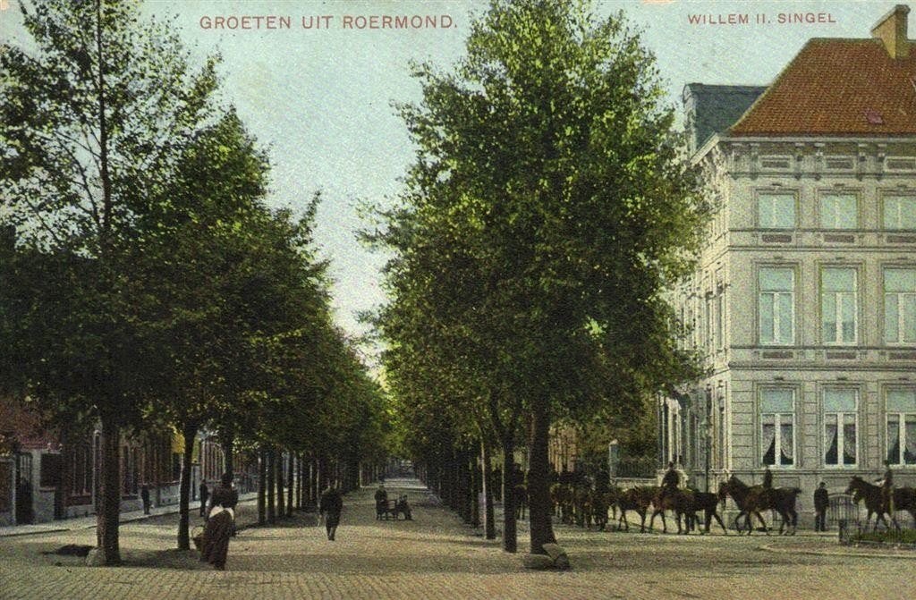 Groeten uit Roermond. - Willem II Singel - paarden - ongelop, Ophalen of Verzenden, Voor 1920, Ongelopen, Limburg