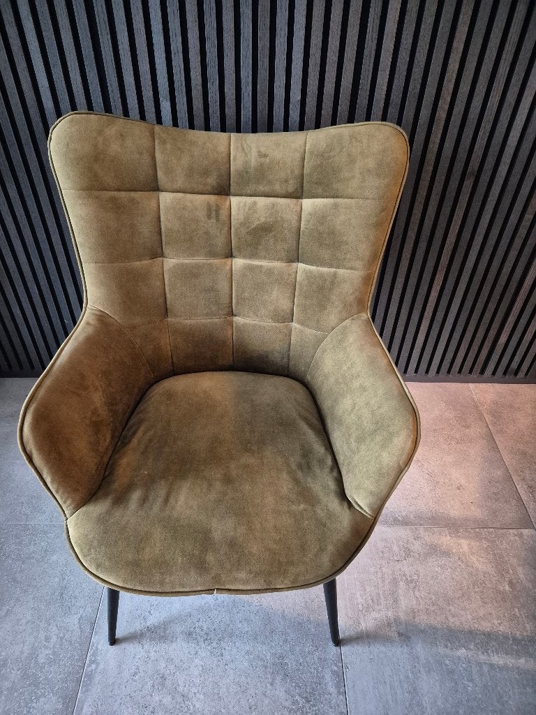Nette fauteuil velvelt kleur groen, Ophalen of Verzenden, Zo goed als nieuw, 75 tot 100 cm, 50 tot 75 cm