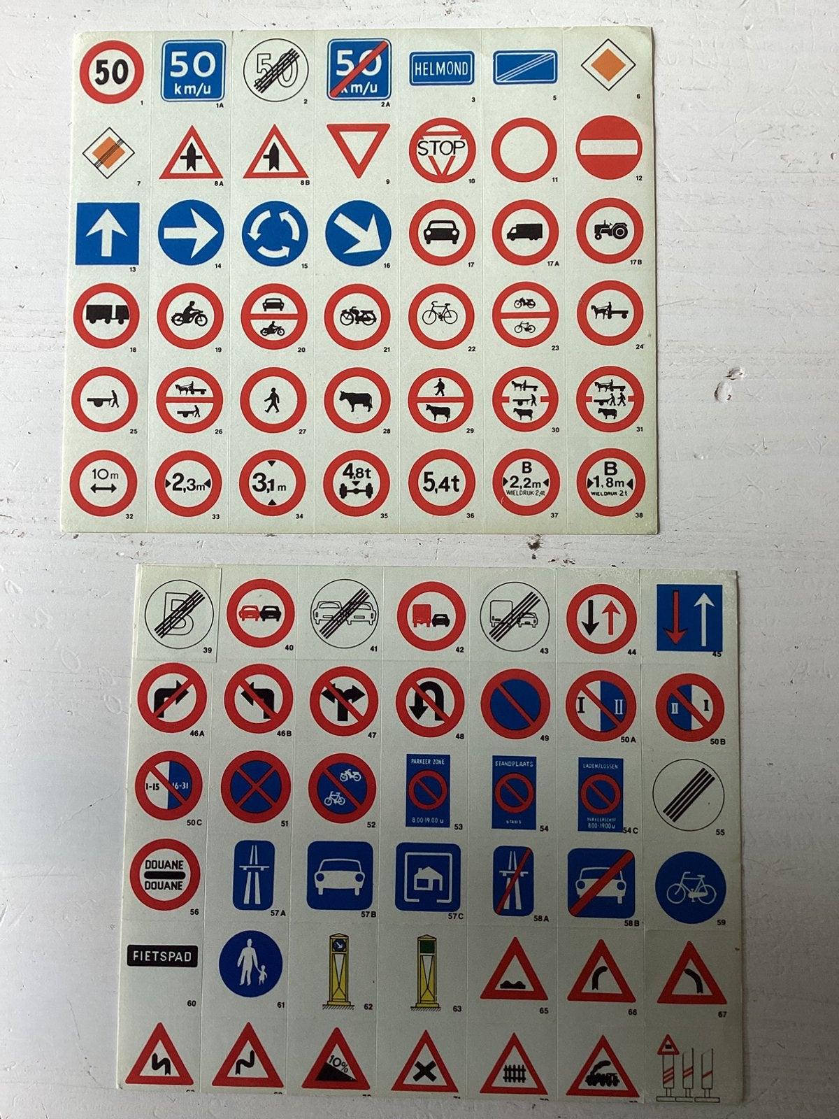 2 stickervellen verkeersborden (modelbouw), Verzenden, Zo goed als nieuw