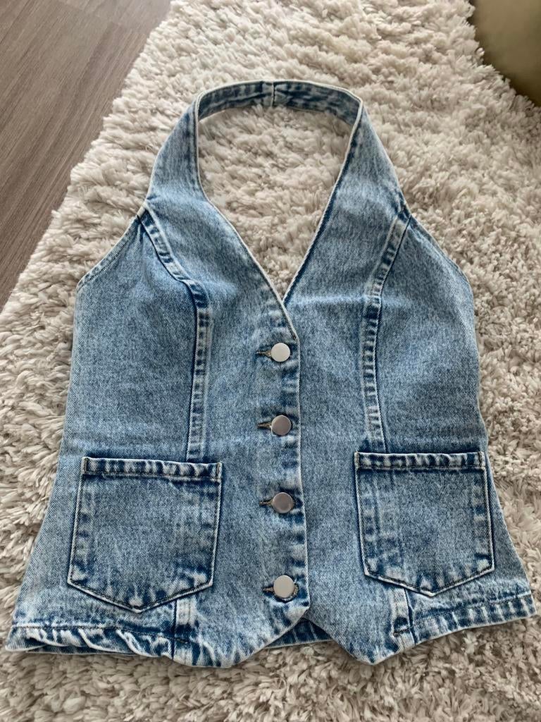 Leuk spijker haltertop, maat xs, Ophalen, Blauw, Zo goed als nieuw, Zonder mouw