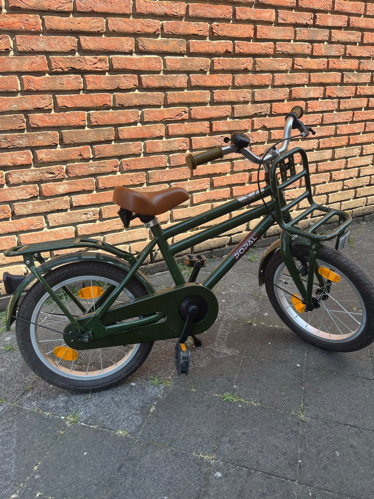 Popal kinderfiets met zijwieltjes - Groen, Ophalen, Terugtraprem, Zijwieltjes, 16 tot 20 inch