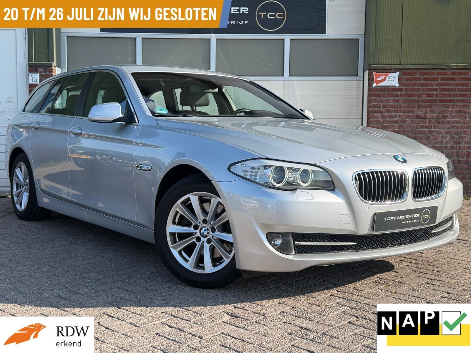 BMW 5-serie Touring 523i High Executive/LEER/STOELV/APK/NAP, Euro 5, Achterwielaandrijving, Gebruikt, 2000 kg