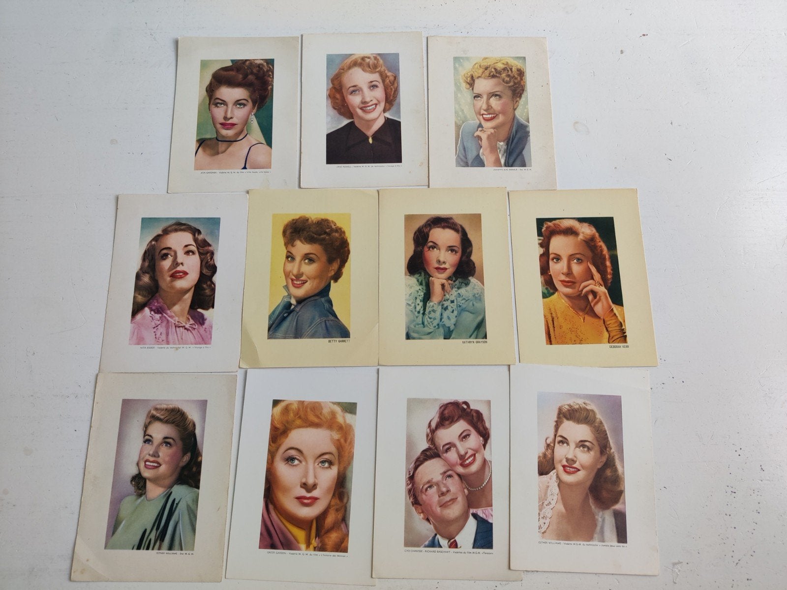 Ingekleurde prenten vintage  filmsterren, Ophalen of Verzenden, Foto of Kaart