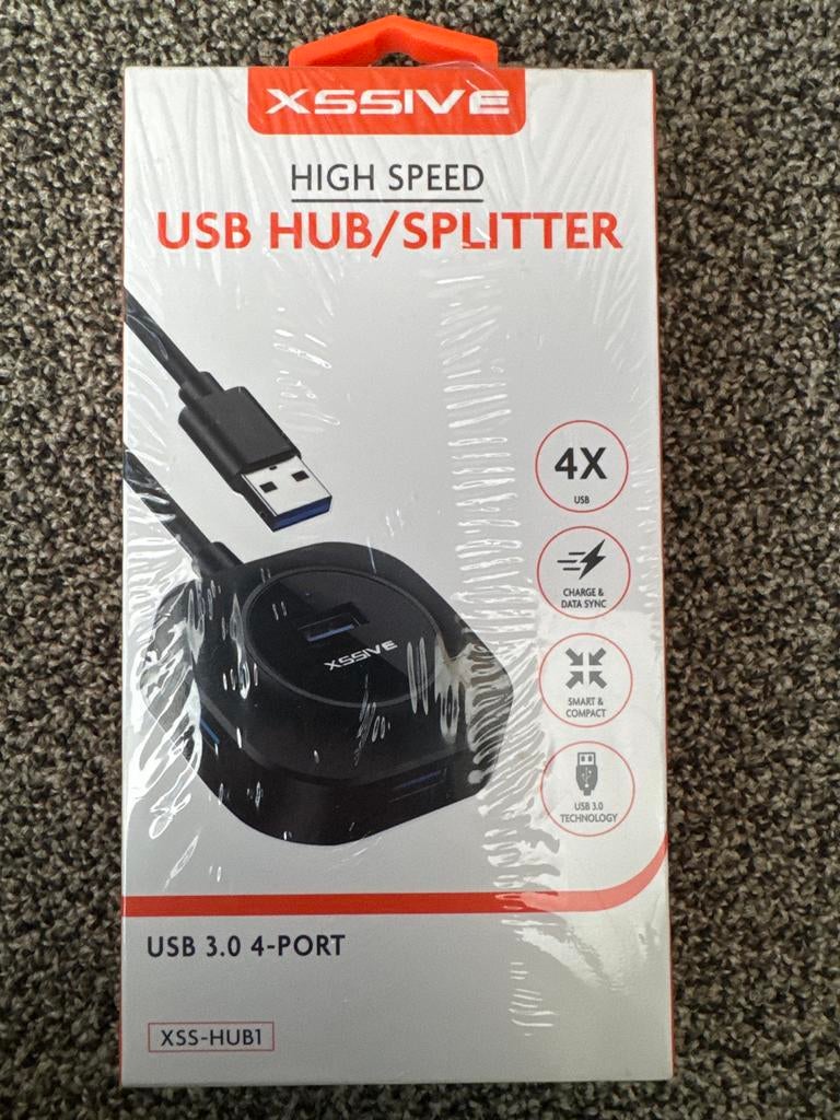 XSSIVE High Speed USB Hub/Splitter - 4-poorts USB 3.0, Computers en Software, Dockingstations, Nieuw, USB-hub, Laptop, Ophalen