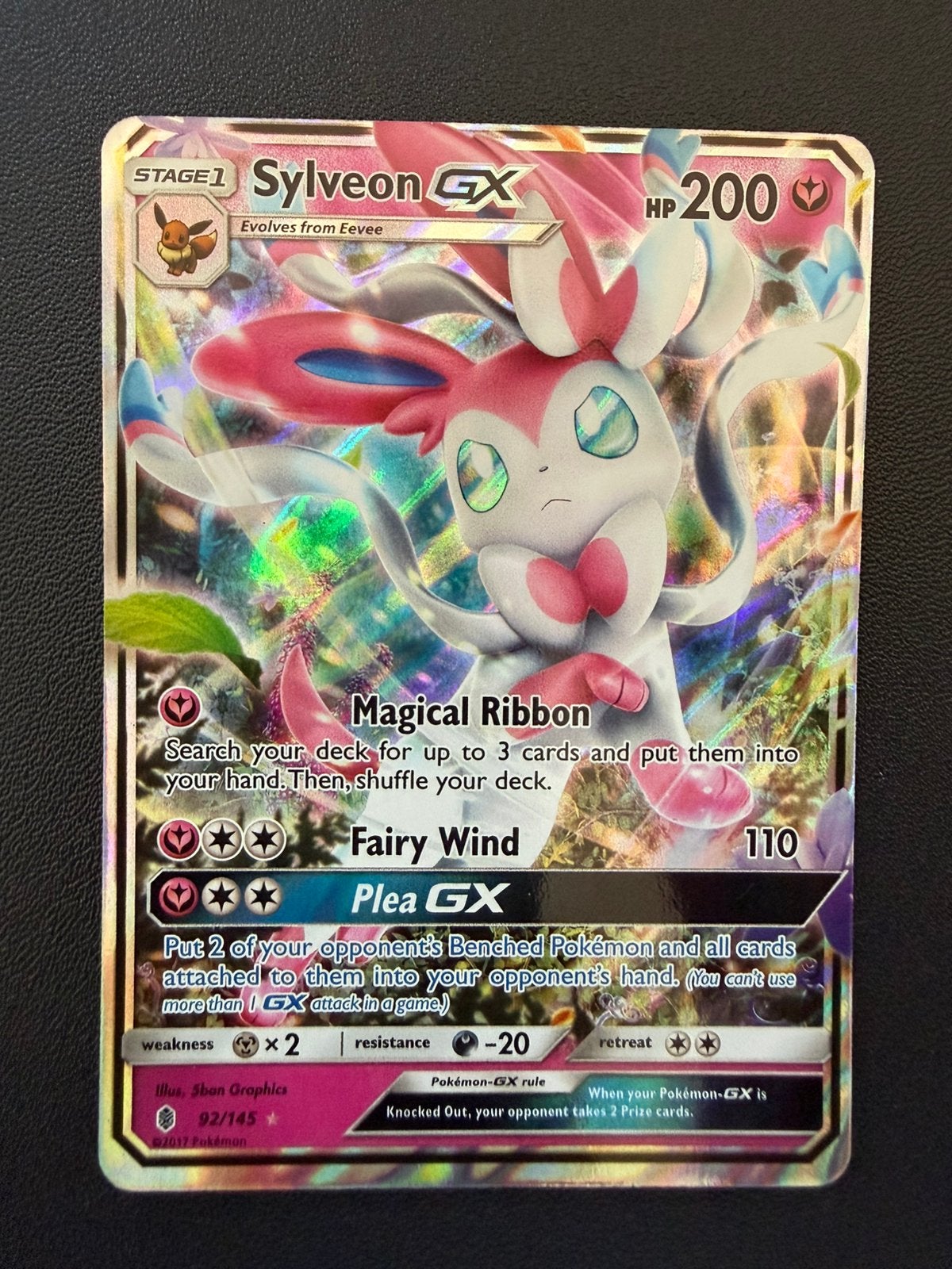 Sylveon GX 92/145 Guardians Rising - Pokémon, Ophalen of Verzenden, Zo goed als nieuw, Losse kaart, Foil