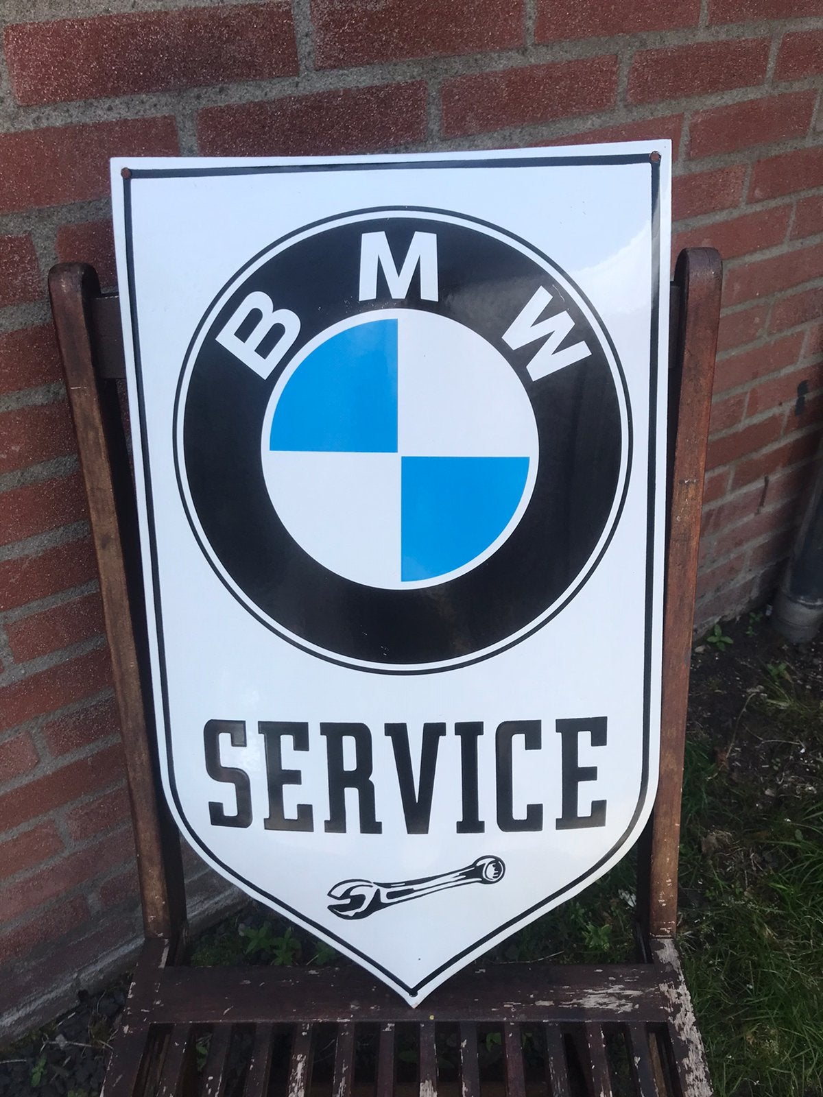 BMW Service emaille reclamebord, Verzamelen, Ophalen of Verzenden, Zo goed als nieuw, Reclamebord