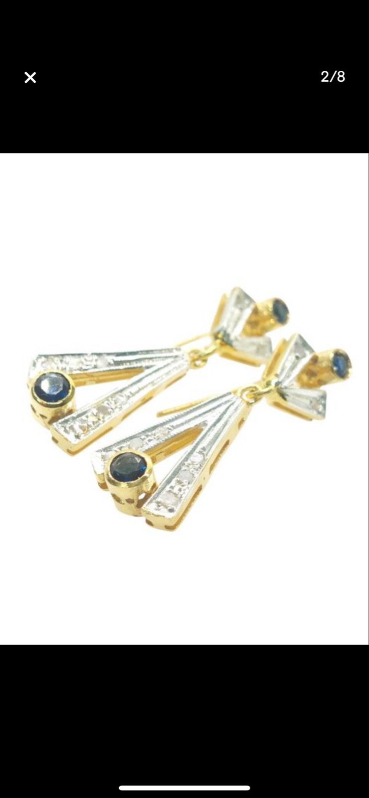 Gouden en Zilveren Oorbellen met Saffier and diamond, Ophalen of Verzenden, Met edelsteen, Goud, Hangers