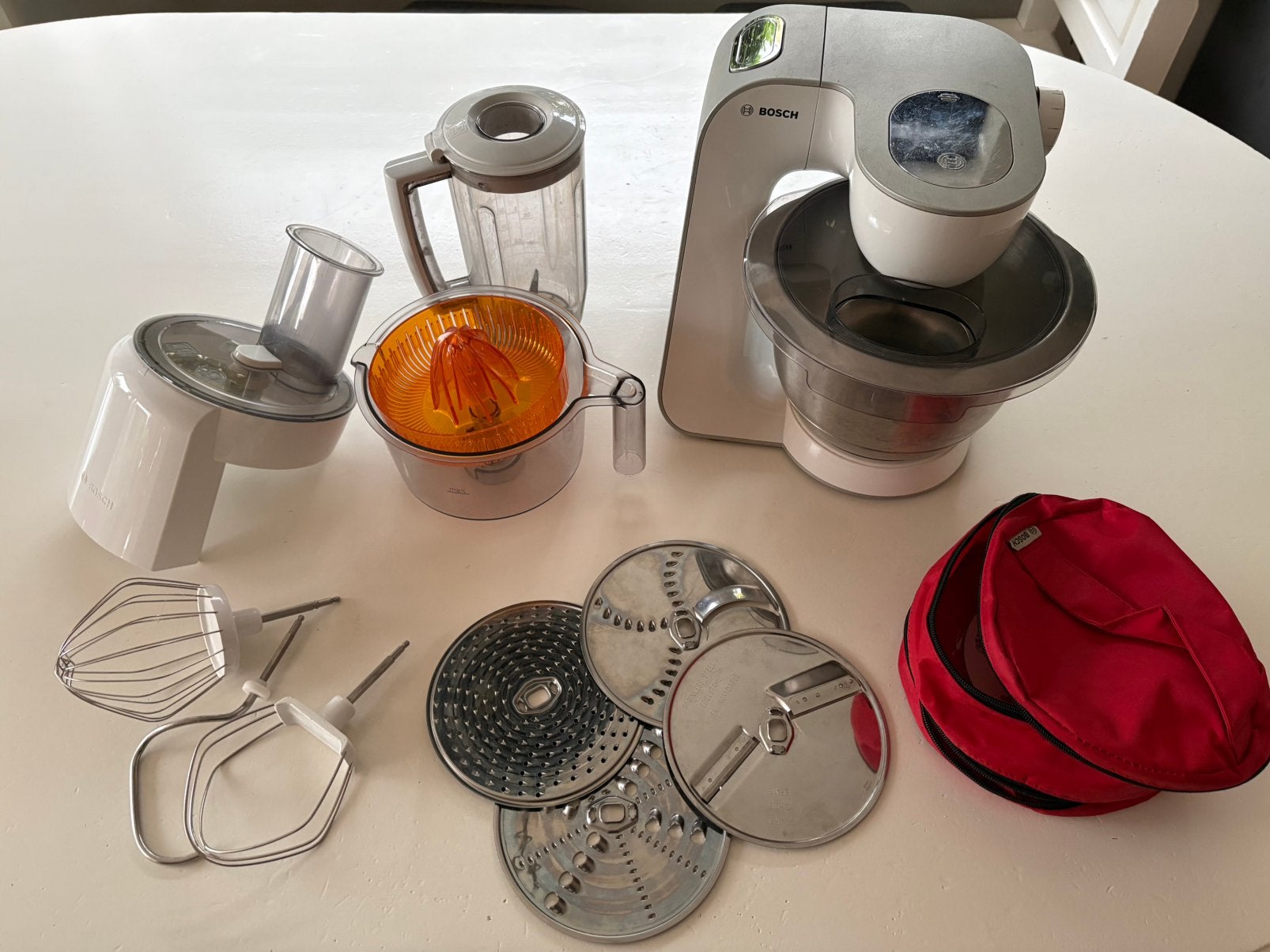 Bosch MUM5 keukenmachine compleet, Witgoed en Apparatuur, Keukenmixers, 3 tot 4 liter, Ophalen, Gebruikt, 3 snelheden of meer