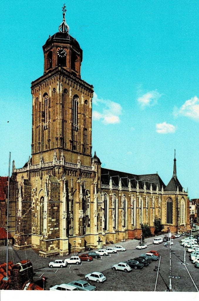 Deventer, Kerk, auto's, Ophalen of Verzenden, 1960 tot 1980, Ongelopen, Overijssel