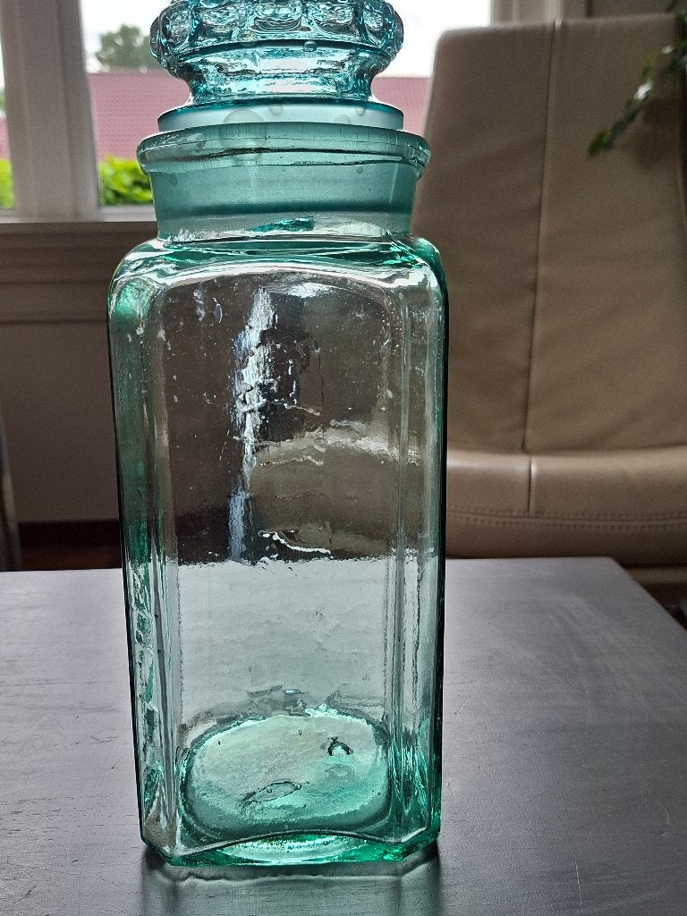 Antieke Turquoise Glazen Apothekerspot/Snoepfles, Antiek en Kunst, Curiosa en Brocante, Ophalen