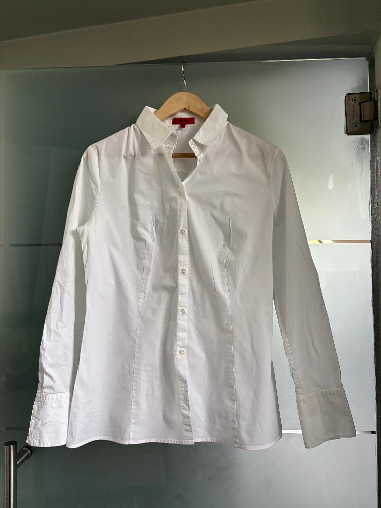Hugo Boss - Wit Hemd, Wit, Ophalen of Verzenden, Zo goed als nieuw, Maat 36 (S)