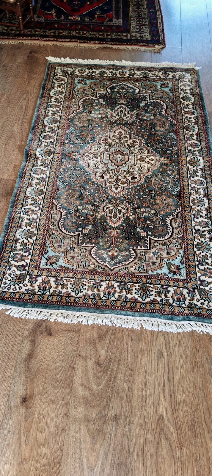handgeknoopte luxe zijden bidjar tapijt uit India, Minder dan 50 cm, 100 tot 150 cm, Ophalen of Verzenden, Zo goed als nieuw