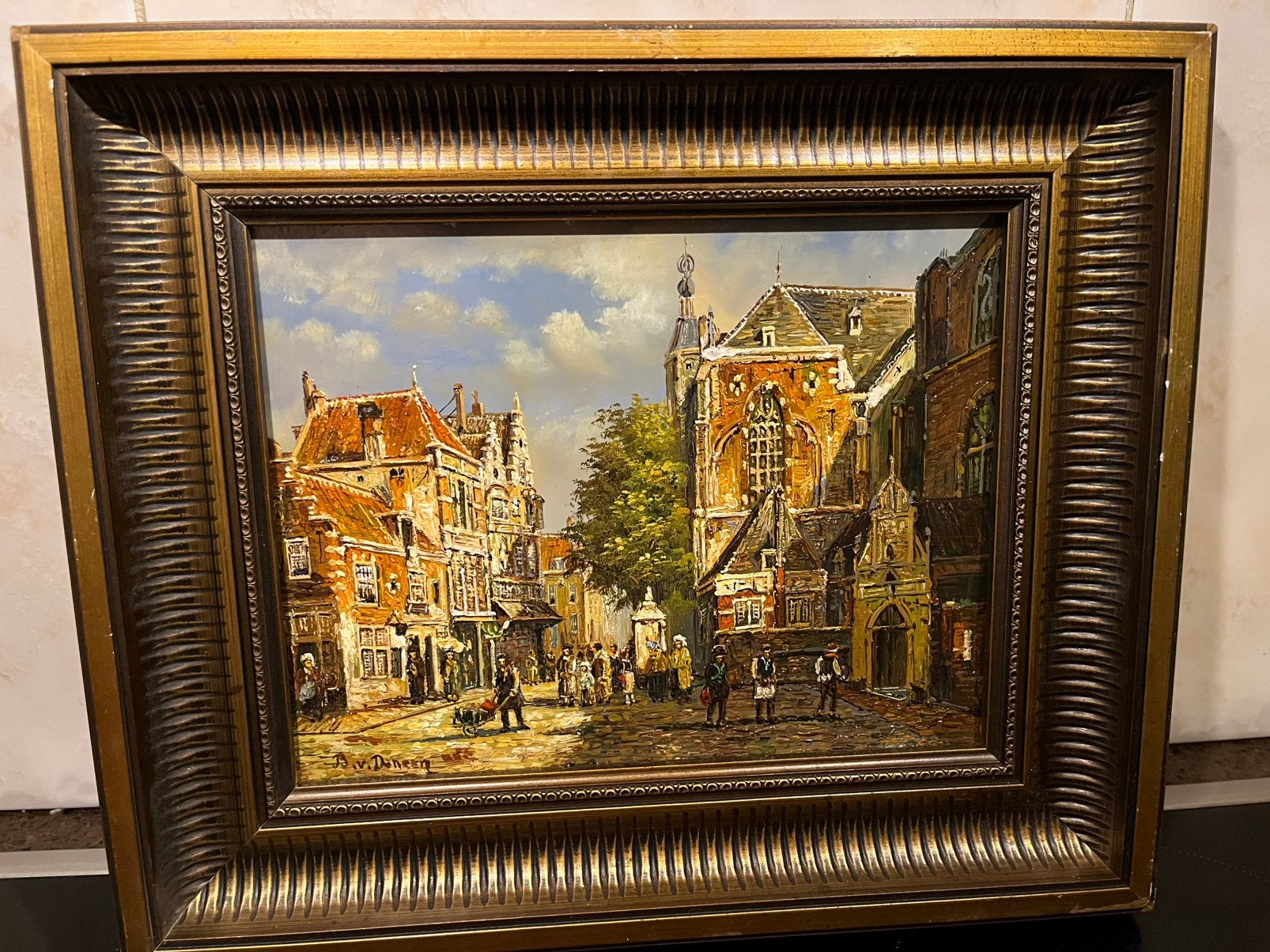Prachtige olieverf stadsgezicht schilderij, Ophalen