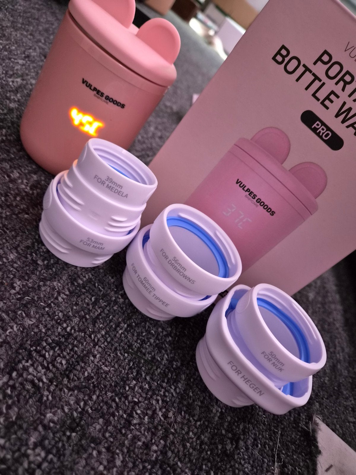 Vulpes Goods Portable Flessenwarmer Pro - Incl. Adapters, Flessen- of potjesverwarmer, Gebruikt, Vulpes Goods, Ophalen of Verzenden