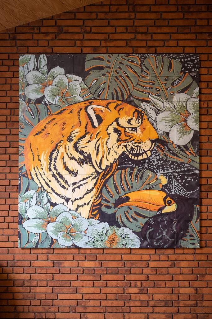 IXXI Wanddecoratie Tijger Jungle – Groot Schilderij 140x160, 125 cm of meer, Ophalen of Verzenden, Zo goed als nieuw, Schilderij