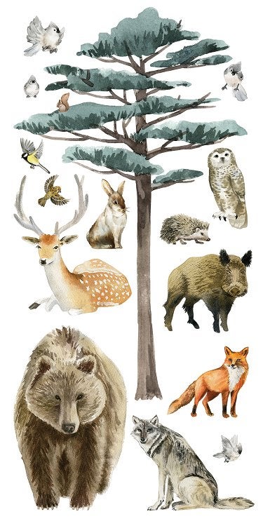 Bosdieren muurstickers XXL Beer, 90x180 cm, Muurdeco4kids, Verzenden, Nieuw