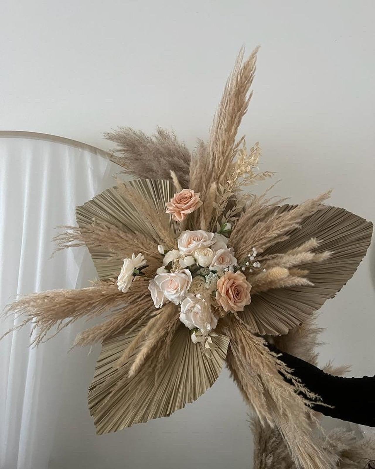 Groot Pampas Boeket met Pluimen en Rozen, Ophalen of Verzenden, Nieuw