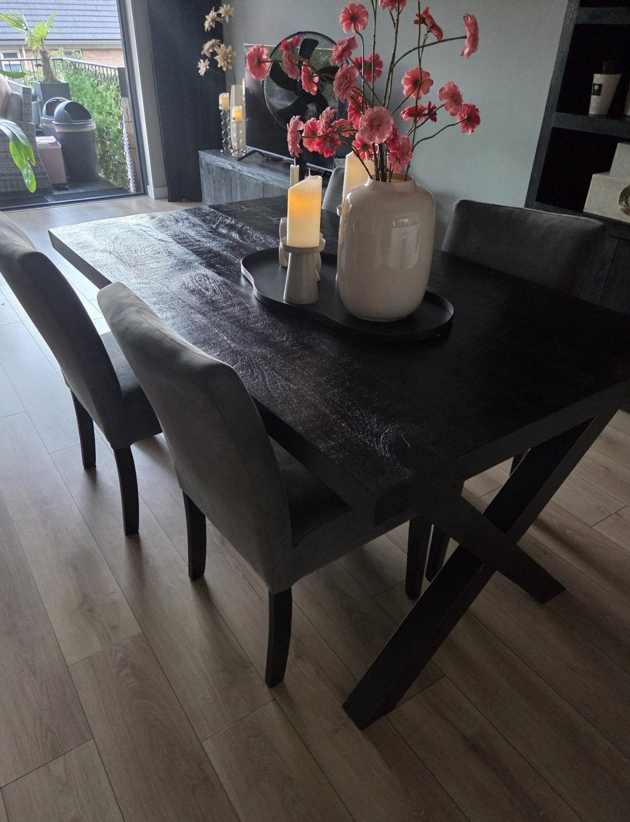 Eethoek mango hout, Huis en Inrichting, Complete eetkamers, Ophalen, Zo goed als nieuw, 4 tot 6 stoelen