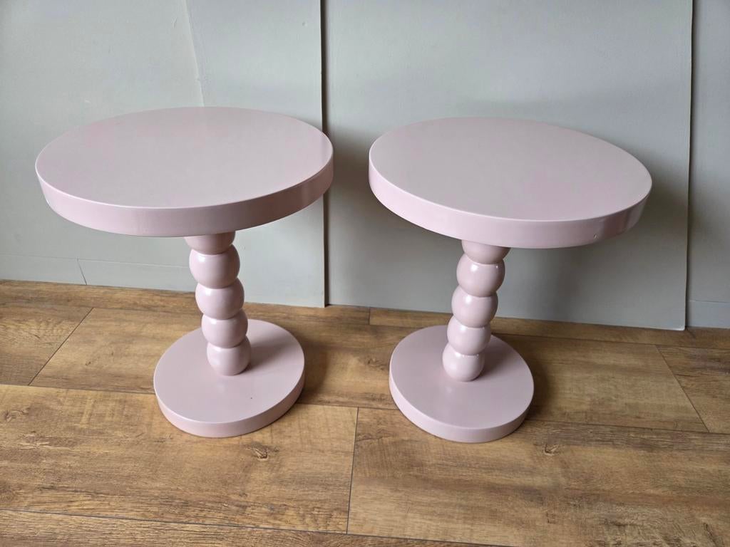 Leen Bakker Iris bijzettafel (2x), Huis en Inrichting, Tafels | Bijzettafels, Minder dan 55 cm, Rond, Hout, Ophalen