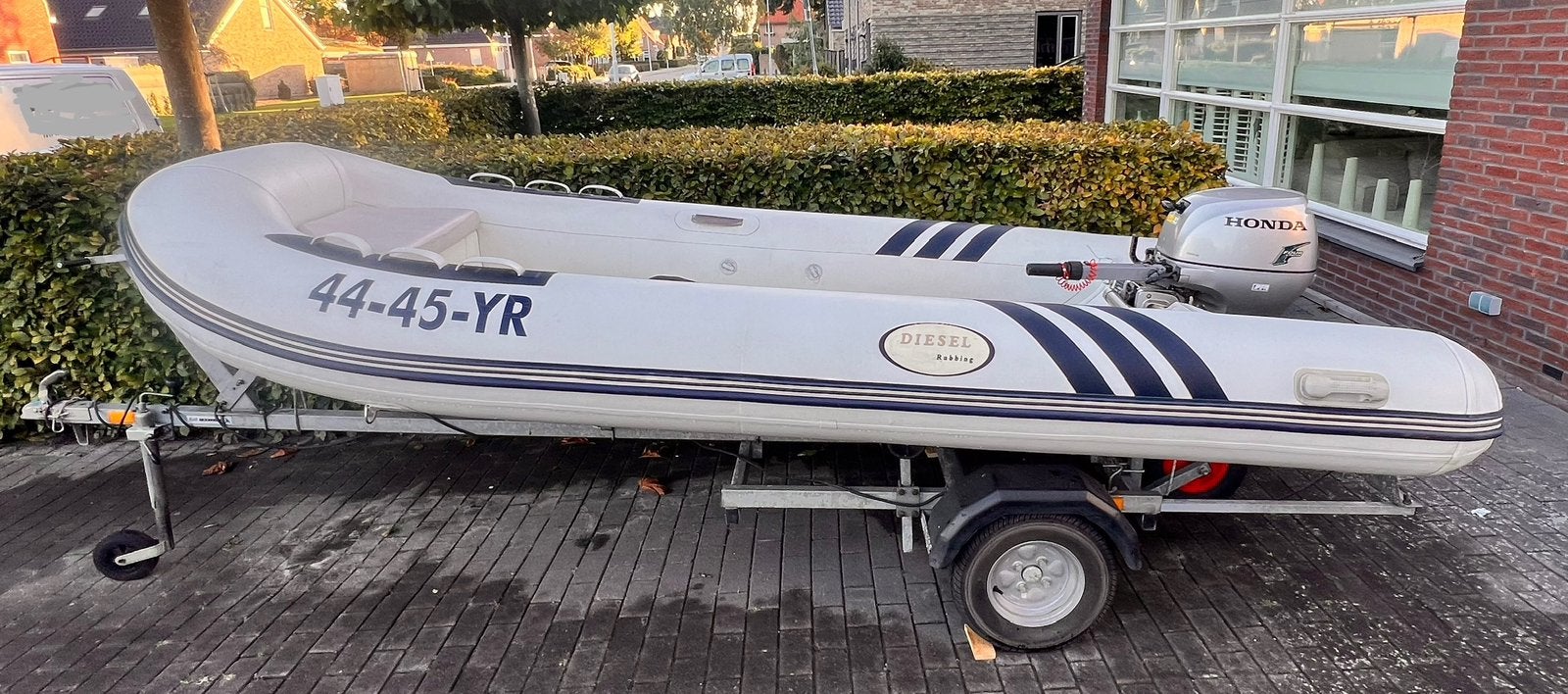 4 meter RIB rubberboot Hypalon tube met Honda 15 pk 4 takt, Ophalen, Zo goed als nieuw